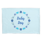 Blauwe Baby Boy Vlinders en Bloemen Custom Kussensloop (Voorkant)