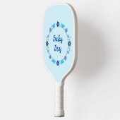 Blauwe Baby Boy Vlinders en Bloemen Custom Pickleball Paddle (Links)