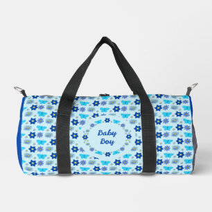 Blauwe Baby Boy Vlinders en Bloemen Custom Plunjezak