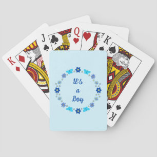 Blauwe Baby Boy Vlinders en Bloemen Custom Pokerkaarten