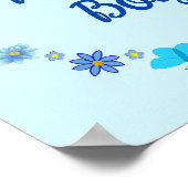 Blauwe Baby Boy Vlinders en Bloemen Custom Poster (Hoek)