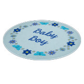 Blauwe Baby Boy Vlinders en Bloemen Custom Snijplank (Hoek)