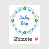 Blauwe Baby Boy Vlinders en Bloemen Custom Sticker (Vel)