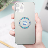 Blauwe Baby Boy Vlinders en Bloemen Custom Sticker (Telefoon)
