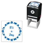 Blauwe Baby Boy Vlinders en Bloemen Custom Zelfinktende Stempel (In situ)