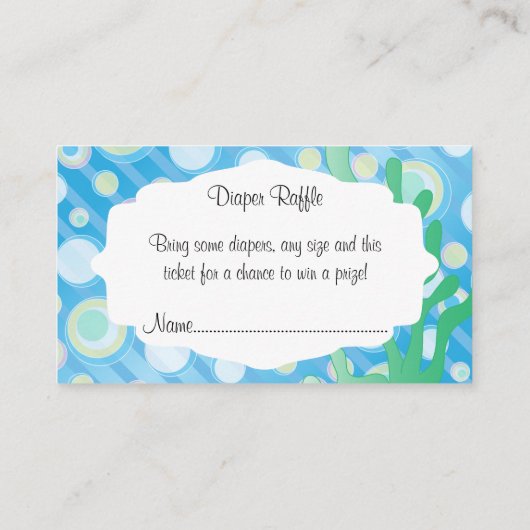 Blauwe Baby Boy Whale Baby shower Luier Raffle Informatiekaartje (Achterkant)