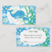 Blauwe Baby Boy Whale Baby shower Luier Raffle Informatiekaartje (Voorkant / Achterkant)