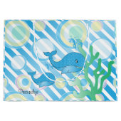 Blauwe Baby Boy Whale Large Cadeautasje (Voorkant)