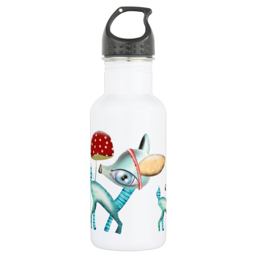 Blauwe Baby Deer Red Mushroom Liberty Fles (Voorkant)