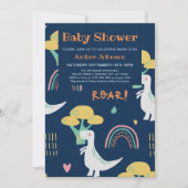 Blauwe Baby Dinosaurus Rainbow Leuk Baby shower Kaart (Voorkant)