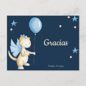 Blauwe Baby Draak Spaans Bedankt Baby Shower Briefkaart (Voorkant)