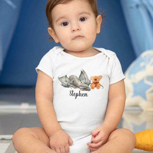 Blauwe Baby Dragon met Teddy Bear Romper