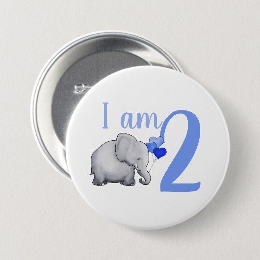 Blauwe Baby Elephant - Aangepaste naam & leeftijd Ronde Button 7,6 Cm (Voorkant /achterkant)