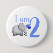 Blauwe Baby Elephant - Aangepaste naam & leeftijd Ronde Button 7,6 Cm (Voorkant)