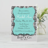 Blauwe Baby en Co Shower-uitnodigingskaart Kaart (Staand voorkant)