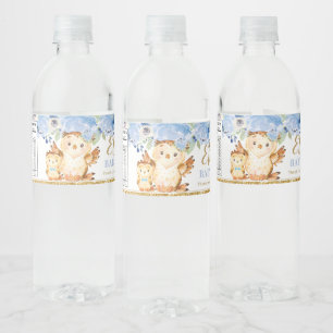 Blauwe Baby en mammie kippen Baby shower Favor Waterfles Etiket