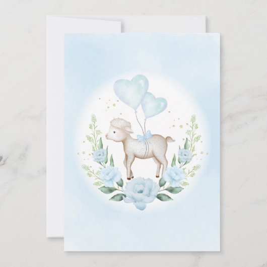 Blauwe Baby Eucalyptus Lamb schaap Bedankkaart (Achterkant)