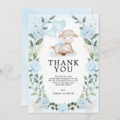 Blauwe Baby Eucalyptus Lamb schaap Bedankkaart (Voorkant / Achterkant)