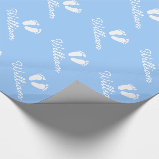 Blauwe baby feet inpakpapier met aangepaste jongen (Hoek)