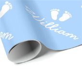 Blauwe baby feet inpakpapier met aangepaste jongen (Rol Hoek)
