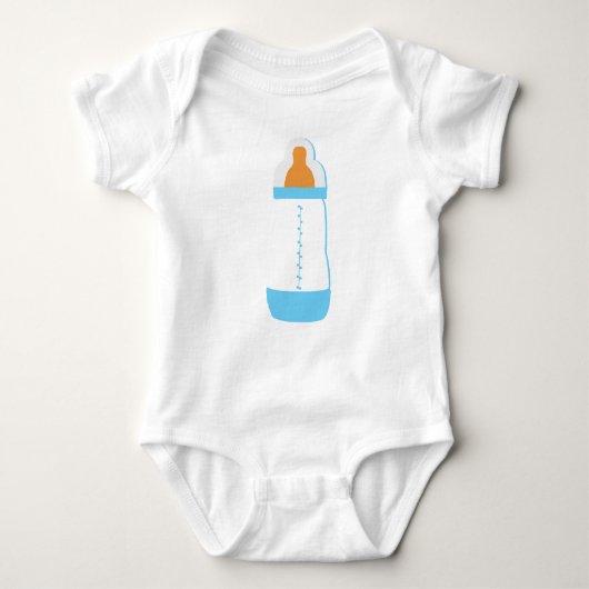 Blauwe baby fles romper (Voorkant)