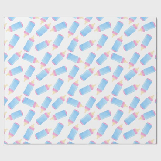 Blauwe Baby flessen Baby shower Cute Baby Boy Cadeaupapier (Vlak)