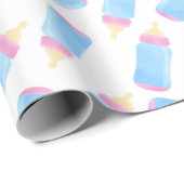 Blauwe Baby flessen Baby shower Cute Baby Boy Cadeaupapier (Rol Hoek)