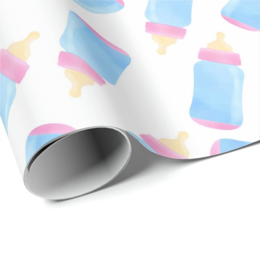 Blauwe Baby flessen Baby shower Cute Baby Boy Cadeaupapier (Rol Hoek)