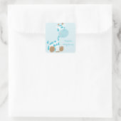 Blauwe Baby Giraffe en pooldots Vierkante Sticker (Tas)