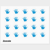 Blauwe baby-hand ronde sticker (Vel)