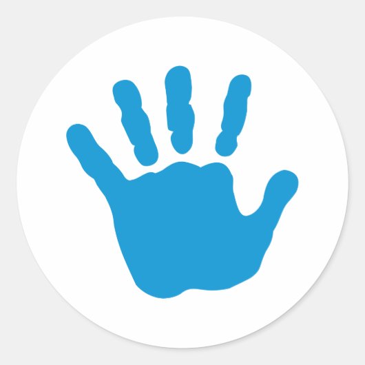 Blauwe baby-hand ronde sticker (Voorkant)