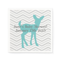 Blauwe Baby herten en grijze Chevron servetten