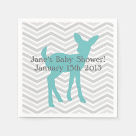 Blauwe Baby herten en grijze Chevron servetten