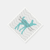 Blauwe Baby herten en grijze Chevron servetten (Hoek)