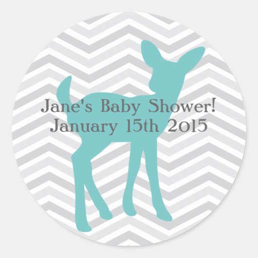 Blauwe Baby Herten en Grijze Chevron Stickers (Voorkant)