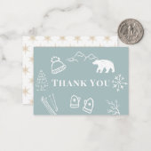 Blauwe Baby Het Is Koud Buiten Baby Shower Bedankt Notitiekaartje (Voorkant / Achterkant in situ)