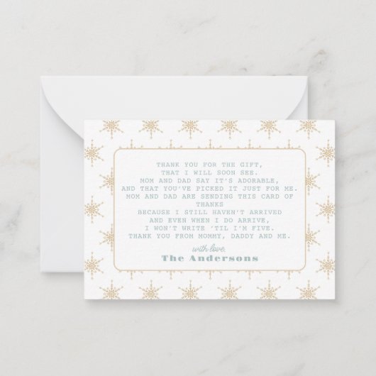 Blauwe Baby Het Is Koud Buiten Baby Shower Bedankt Notitiekaartje (Achterkant)