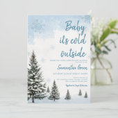 Blauwe Baby Het is koud buiten Baby shower Kaart (Staand voorkant)