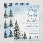 Blauwe Baby Het is koud buiten Baby shower Kaart (Voorkant / Achterkant)