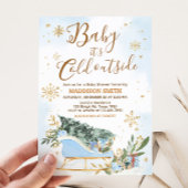 Blauwe Baby Het is koud buiten Baby shower Kaart