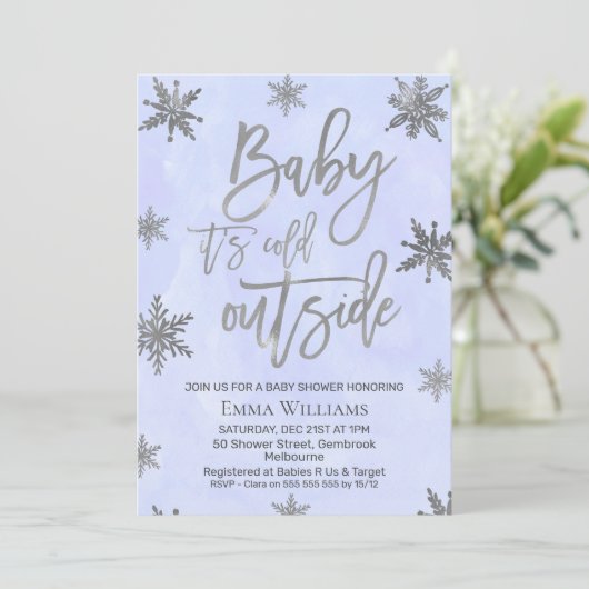 Blauwe baby het is koud buiten de Uitnodiging van  (Staand voorkant)