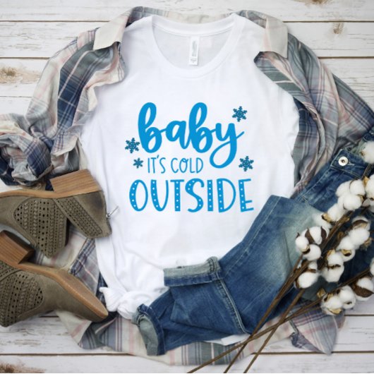 Blauwe Baby Het is koud buiten Winter T-shirt