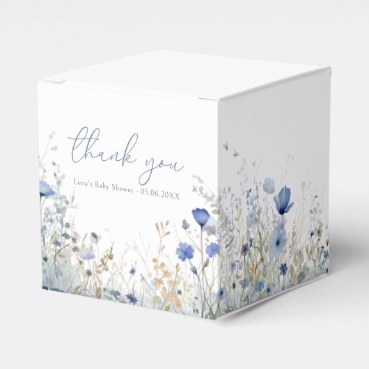 Blauwe Baby in bloesem bloemenwilde bloem Baby sho Bedankdoosjes (Voorkant Zijde)