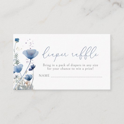 Blauwe Baby in bloesem bloemenwilde luier Raffle Informatiekaartje (Voorkant)
