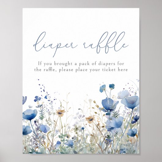 Blauwe Baby in bloesem bloemenwilde luier Raffle Poster (Voorkant)