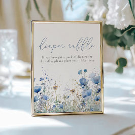 Blauwe Baby in bloesem bloemenwilde luier Raffle Poster