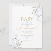 Blauwe Baby in Bloom Baby shower Jongen Kaart (Voorkant)