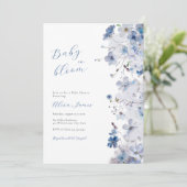 Blauwe Baby in Bloom Baby shower Kaart (Staand voorkant)