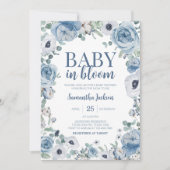 Blauwe Baby in Bloom Baby shower Kaart (Voorkant)