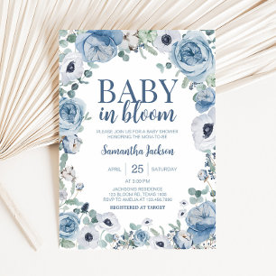Blauwe Baby in Bloom Baby shower Kaart